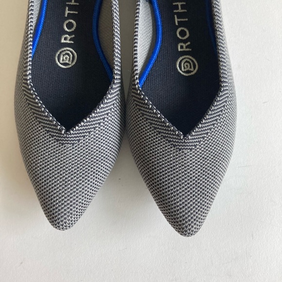 New Rothy’s Grey Blue Fabric Rubber Outsole Point Toe Loafers size 6 - Picture 8 of 15